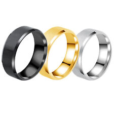 8mm Stainless Steel Men Women Wedding Engagement Black Plated Gold Ring Band Us