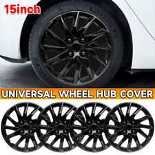 15 Set Of 4 Black Wheel Covers Snap On Full Hub Caps Fit R15 Tire Plastic Rim