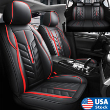 Black Red Pu Leather Seat Covers Auto Frontrear Full Set 5-seats Car Cushions
