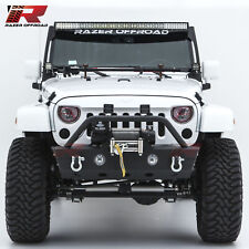 Rock Crawler Stubby Front Bumper Wfog Light Hole Fit For 07-18 Jeep Wrangler
