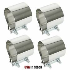 4x 2 12 2.5 Stainless Steel Butt Joint Band Exhaust Clamp Sleeve Coupler T304