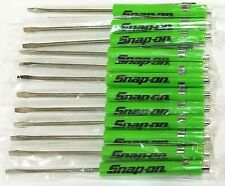 12 Green Snap On Tools Flat Tip Pocket Screwdrivers With Clip Magnetic Top New