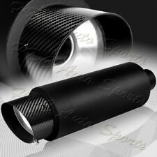 4 Carbon Fiber Slant Tip 2.5 Inlet Black Stainless Exhaust Muffler Universal