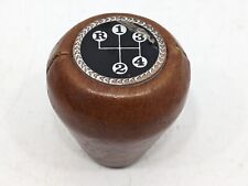 Vintage Brown Leather 4 Speed Gear Shift Knob Handle Accessory Manual Shifter
