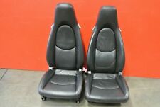Porsche 911 997 Turbo Black Leather Crested Red Stitched Factory Seats Pair