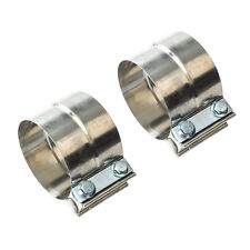 2x 2.5 Stainless Steel Lap Joint Exhaust Clamp For Catback Muffler Pipe