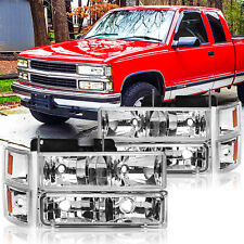 For 94-98 Chevy Silverado Tahoe C10 Ck 1500 2500 3500 Headlights Chrome 8pcs