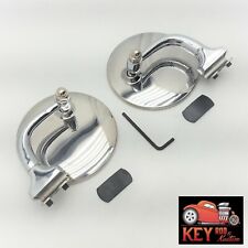 4 Round Curved Arm Stainless Side View Peep Mirrors Door Edge Mount Chevy Pair