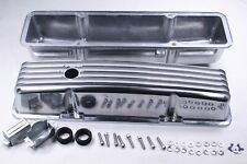 Retro Finned Polished Aluminum Tall Valve Covers Fit 58-86 Sbc Chevy 283 350 400