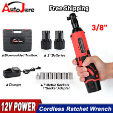 12v 38 Cordless Electric Ratchet Socket Impact Wrench Right Angle Battery 60nm