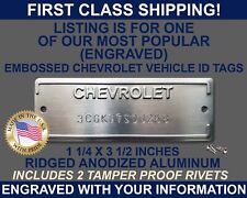 Chevrolet Chevy Serial Number Door Data Id Tag Plate Engraved With Your Info Usa