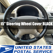 15steering Wheel Cover Genuine Leather For Ford F150 F250 F350 Super Duty Black