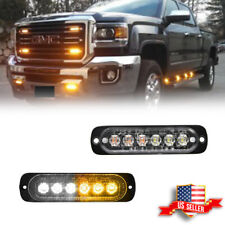 2pcs White Amber Led Strobe Warning Light Flashers For Truck Trailer Pick-up Suv