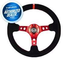 New Nrg Deep Dish Steering Wheel 350mm Black Suede Red Spoke 3 Deep Rst-006s-rd