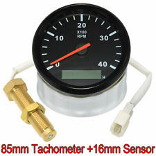 85mm Diesel Engine Tachometer 0-4000rpm Wlcd Hourmeterrpm Sensor For Car Boat