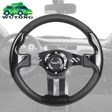 Black 13 Inch Drifting Racing Steering Wheel Aluminum 6 Bolt Universal Flat Dish
