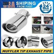 Car Universal Chrome Stainless Steel Rear Round Exhaust Pipe Tail Muffler Tip Us