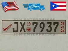 Euro License Plate Embossed White Background Gray Color Numbers Tablilla
