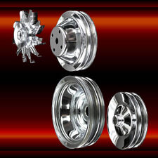 Chrome 4 Pulley Set For Small Block Chevy Long Wp 350 383 400 Ac Press On Ps