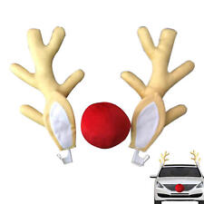 Christmas Car Reindeer Costume Tan Antler Decorating Kit With Red Nose Truck Suv