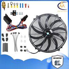 16 Electric Radiator Fan High 3000cfm Thermostat Wiring Switch Relay Kit Black