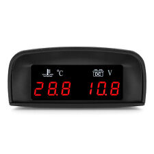 2in 1 Lcd Digital Water Temp Gauge 12v24v Temperature Voltmeter Alarm W Sensor