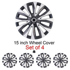4pcs15 Inch Car Wheel Rim Skin Cover Hub Caps Hubcap Wheel Cover Silver Black