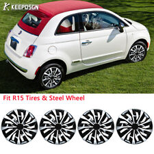 For Fiat 500 4pcs Abs 15 Wheel Rim Cover Hubcaps Fit R15 Tire Steel Hub Caps