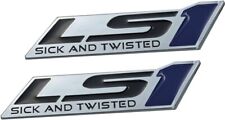 Pair Ls1 Sick And Twisted Engine Emblem Badge Fit Gm Chevy Chrome Blue Fast Ship