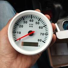 85mm Marine Tachometer 08000rpm Car Boat Yacht Outboard Engine Lcd Gauge White
