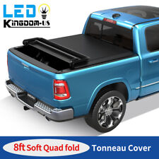 8ft Bed Tonneau Cover Soft 4-fold For 2003-2023 Dodge Ram 1500 2500 3500 Wled