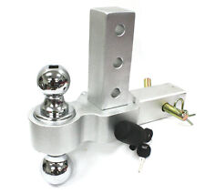 2 2-516 Dual Ball Mount Hitch Adjustable Aluminum Raise Drop Trailer Tow Lock