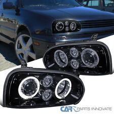 Fit 1993-1998 Vw Golf Mk3 95-98 Cabrio Led Halo Projector Headlights Lamps Smoke