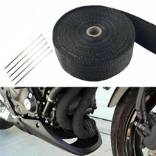 2 Roll Motorcycle Black Fiberglass Exhaust Header Pipe Heat Wrap Tape W 5 Ties