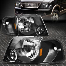 For 02-05 Ford Explorer 4pcs Black Housing Headlights Amber Corner Signal Lamps