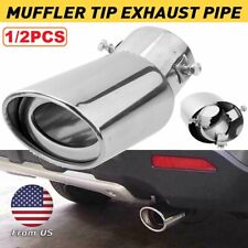 2x Car Universal Chrome Stainless Steel Rear Round Exhaust Pipe Tail Muffler Tip