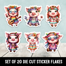 Hippie Pigs Mixed Set Die Cut Stickers Happy Mail - Mixed Set Of 20