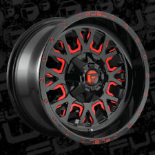 5 17 Inch Black Red Wheels Rims Fuel D612 17x9 -12 For Jeep Wrangler Jl Jk 5