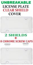 2 Unbreakable Clear Bubble License Plate Tag Holder Frame Bumper Shield Cover