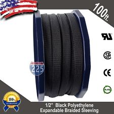 100 Ft 12 Black Expandable Wire Cable Sleeving Sheathing Braided Loom Tubing