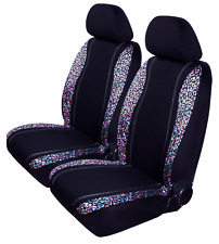 5piece Rainbow Leopard Car Seat Cover Kit Polyester Black - Universal Fit