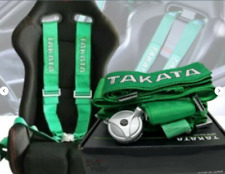 Takata 4 Point Snap-on 3 Green Racing Seat Belt Harness Camlock