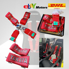 New Universal Red Takata 4 Point Snap-on 3 With Camlock Racing Seat Belt Harnes