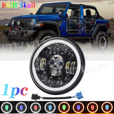 7 Inch Round Rgb Skull Led Headlight Halo Drl For Jeep Wrangler Jk Tj Cj Lj