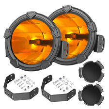 Pair 6-inch Spot Pods Amber Pro Round Led Off-road Fog Driving Lights W Covers