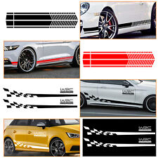 2pcs Sport Racing Plaid Car Hood Door Fender Skirt Side Stripes Decal Sticker