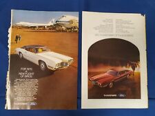 2 1970 Ford Thunderbird Ads T-bird Magazine Prints 10 X 4 12 In. Colorful