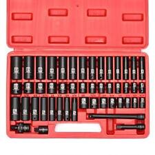 38 Drive Deep Impact Socket Set 6 Point-48 Piece Standard Sae And Metric Sizes