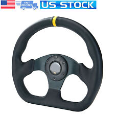 13 Racing Steering Wheel Aluminum Leather Dish Black Wheel Reinforced