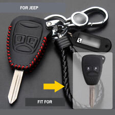 Genuine Leather Key Fob Remote Smart Cover Shell Bag Fit For Jeep Dodge Chrysler